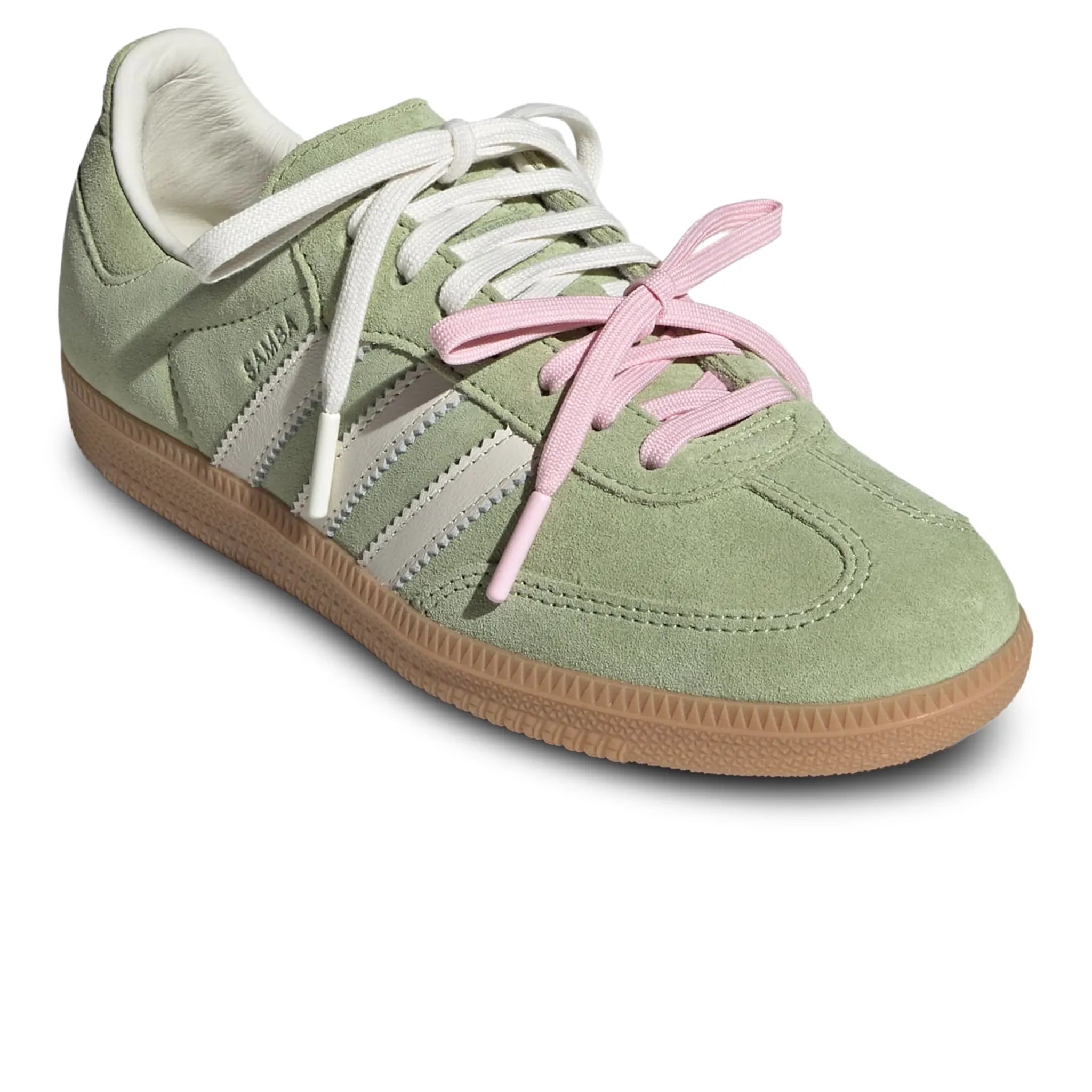 Front Side View of Adidas Samba OG Molly Mae Matcha KH8706